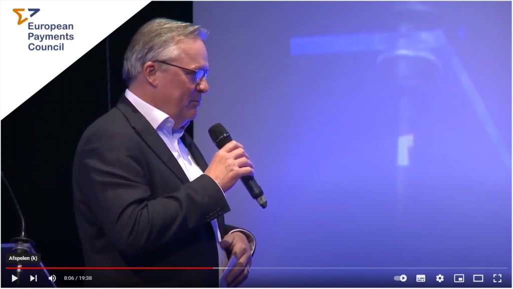 Foto van Gijs Boudewijn tijdens de conferentie 20 jaar EPC